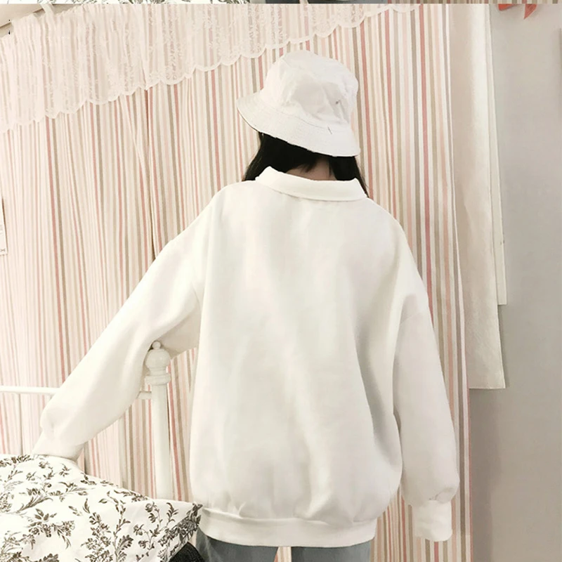 Женские толстовки с отложным воротником и рукавами фонариками Kawaii Harajuku