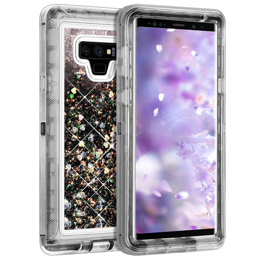 best case for samsung 3 in 1 Glitter 3D Bling Sparkle Flowing Quicksand Liquid Transparent Shockproof TPU Case For Galaxy S21 S20 Note 20 S9+ S8 Case silicone case for samsung Cases For Samsung
