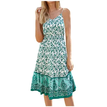 

SAGACE Summer New Bohemian dress Women's Casual Dress Sexy Camisole dress elegant Party Casual ladies Long Beach dresses A1212