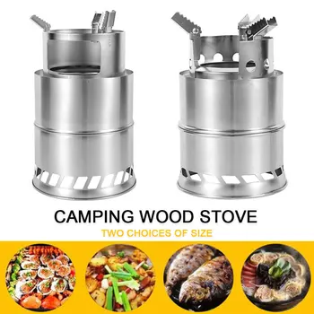 

Foldable Camping Wood Stove Stainless Steel Portable Outdoor Cooking Burner Wood Heater for Hiking Fishing Picnic BBQ