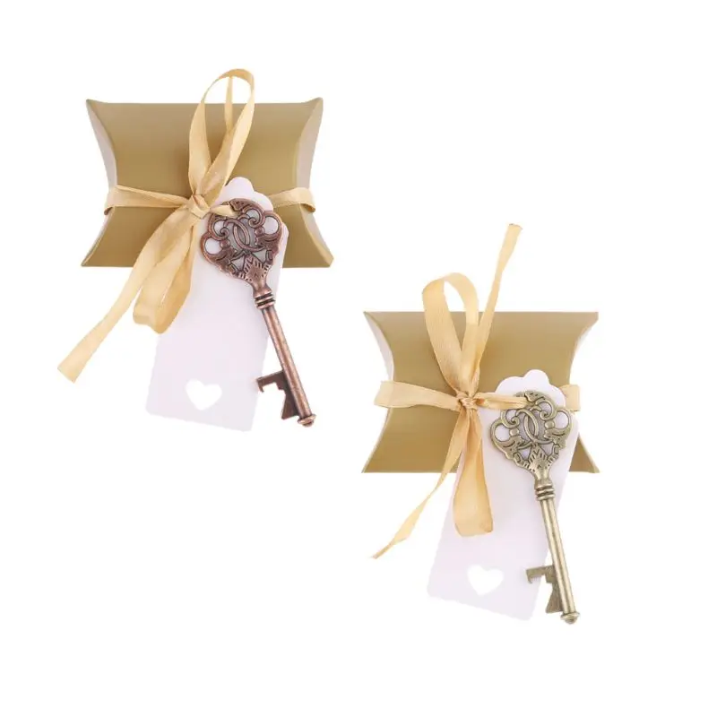 

50x Wedding Party Key Bottle Opener with Tag Cards Paper Candy Bag Guests Gift for wedding