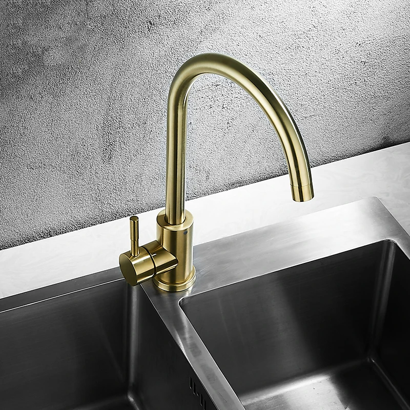  Modern Gold Kitchen Faucet Brass for Cold and Hot Mixer Tap Sink Faucet Vegetable Washing Basin Bru - 4000041842543