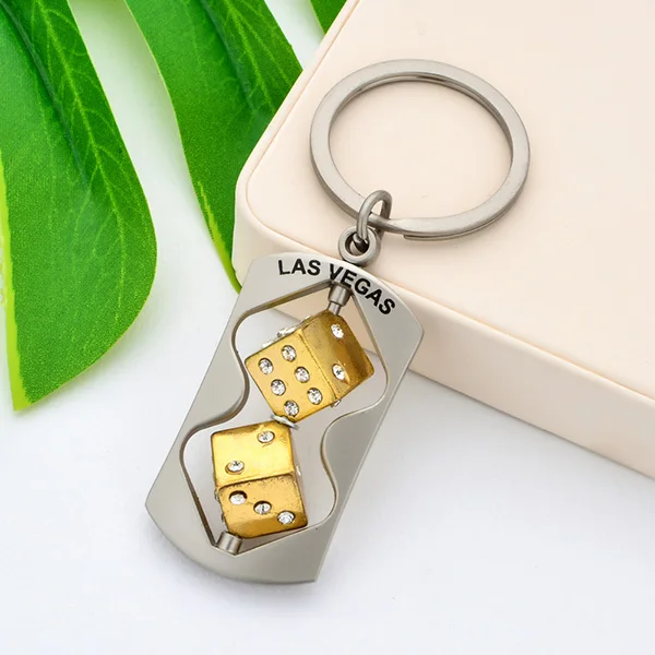 Style -Golden Vicney черный пистолет цвет Лас-Вегаса двойной кости брелок для мужчин Bling брелок для ключей со стразами золотой брелок подарок для бойфренда - Цвет: Style -Golden
