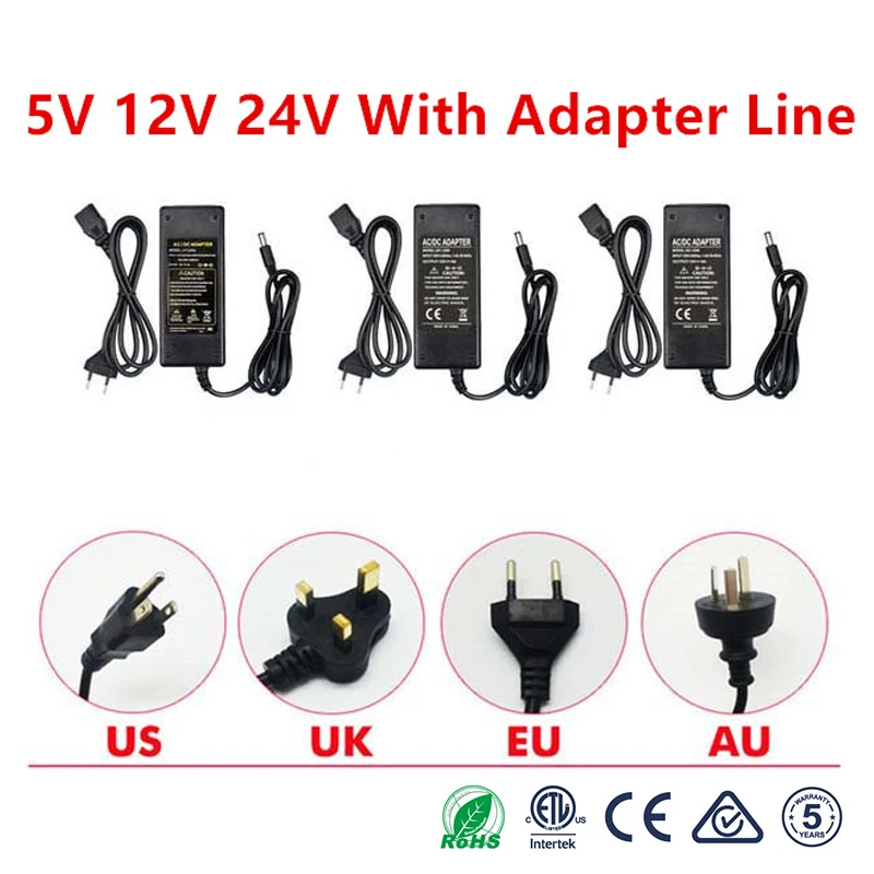 

Power Adapter Supply AC to DC 5V 12V 24V 1A 2A 3A 5A 6A 8A Lighting Transformer For Led Strip 5 12 24 V Power Supply LED Strip