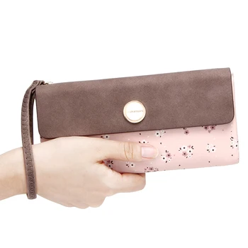 

Long Wallets for Women Fashion Flower Clutch Wallet Lady Solid Pu Leather Phone Pack Credit Card Holders Zipper Coin Purses