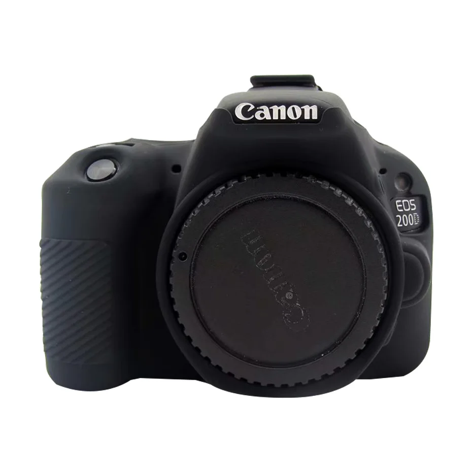 Black TENENELE Мягкий силиконовый чехол для Canon EOS 200D II камера защитная крышка корпуса резиновые чехлы для EOS 200dii камеры сумки аксессуары - Цвет: Black