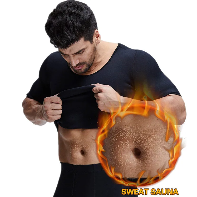 Новое мужское черное нижнее белье, облегающая одежда с коротким рукавом, дышащая майка для тренировок, Неопреновая рубашка для фитнеса