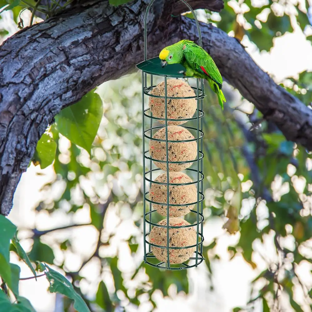 1pc Pet Bird Feeder Home Outdoor Hanging Mesh Feeding Portable Wild Birds Grease Ball Holder Feeder Garden Bird Supplies