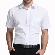 Мужская рубашка с коротким рукавом, легкая в уходе, формальная, деловая, деловая, офисная, Мужская одежда, рубашки, обычная посадка размера плюс, 5XL