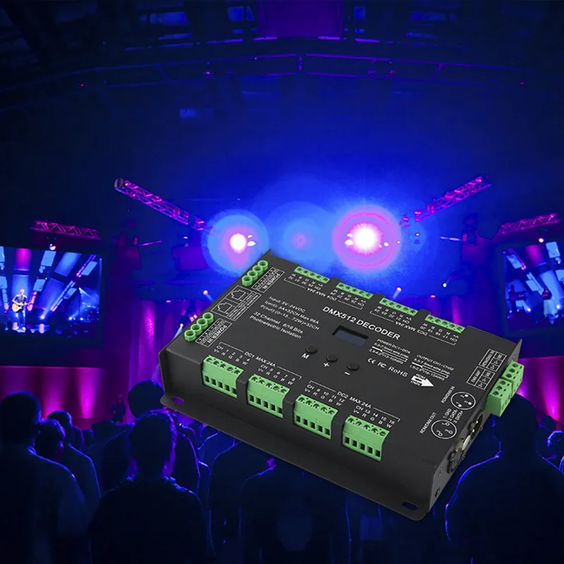 RISE-Bc-632 Dc5V-24V постоянное напряжение 32Ch Dmx/Rdm декодирование драйвер 3A* 32Ch выход Dmx512 Rgbw контроллер для Rgb светодиодные ленты Rgb L