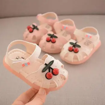 

Summer Baby Sandals for Girls Cherry Closed Toe Toddler Infant Kids Princess Walkers Baby Little Girls Shoes Sandals Size 21-30