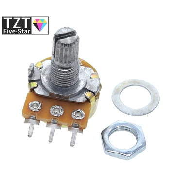 

10pcs WH148 Linear Potentiometer 15mm Shaft With Nuts And Washers 3pin WH148 B1K B2K B5K B10K B20K B50K B100K B250K B500K B1M