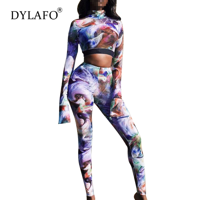 

Fashion Colorful full sleeve Sportswear 2two pieces sets womens 2020 Summer hot sale stretch Slim casual suits combinaison femme