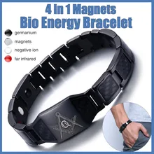 4 в 1 Мужской стальной браслет с магнитной терапией, браслет с био магнитом, браслет для ухода за здоровьем, облегчающий боль, Антирадиационный браслет, подарок