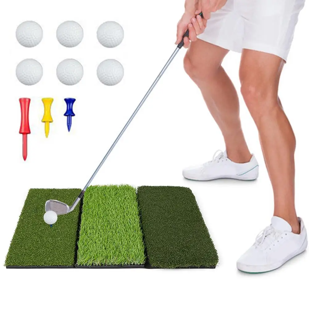 

3 In1 Golf Swing Golf Practice Mat Artificial Lawn Nylon Grass Rubber Tee Backyard Outdoor Golf Hitting Mat Durable Training Pad