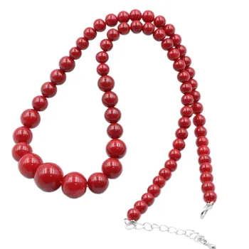 

Amazing Artificial Coral Red Beads Short Tower Chain Necklace for Women Statement Choker Clavicle Mysterious Gift Jewelry 18" B5