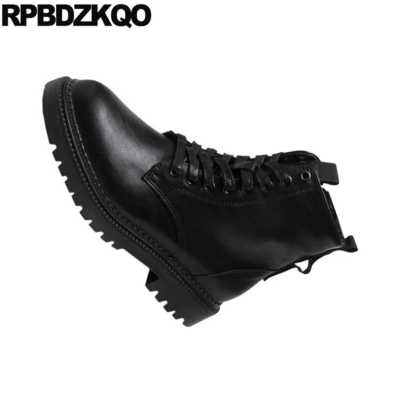 Ботинки женские из лакированной кожи военная водонепроницаемая обувь на плоской