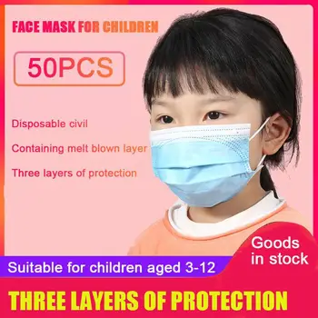 

kids Mask Disposable Non-wove 3 Layer Ply Filter Mask Mouth Face Mask Filter Safe Breathable Dustproof Protective Children Mask