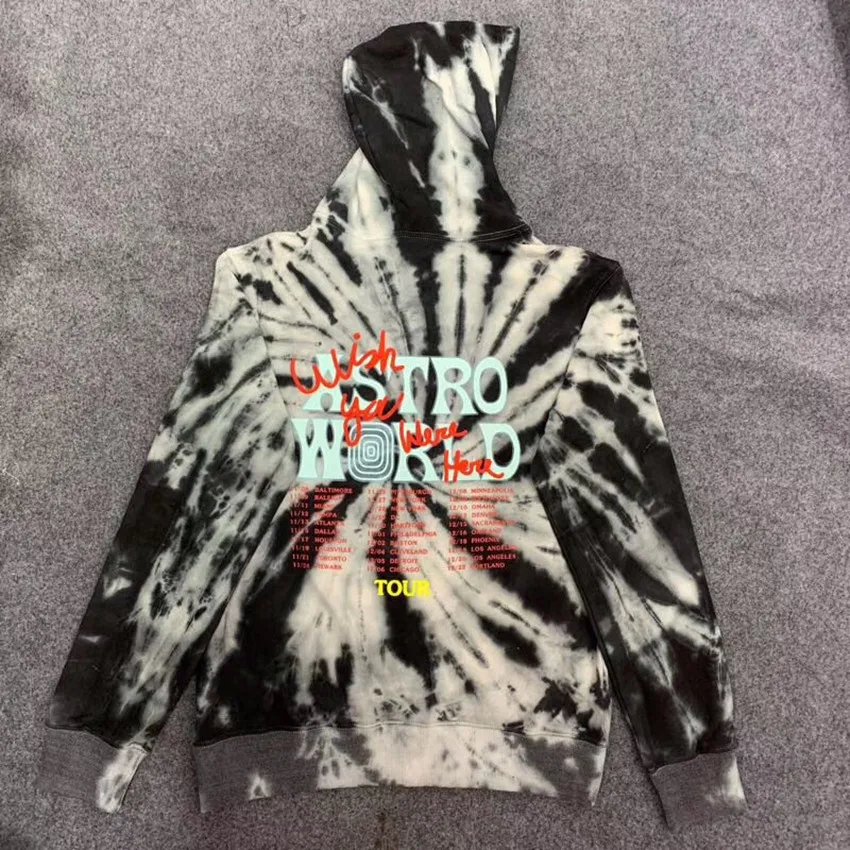 

ASTROWORLD TRAVIS SCOTT ASTRONAUT BLACK TIE DIE Hooded Women Men Hoodies Sweatshirts ASTROWORLD Pullover