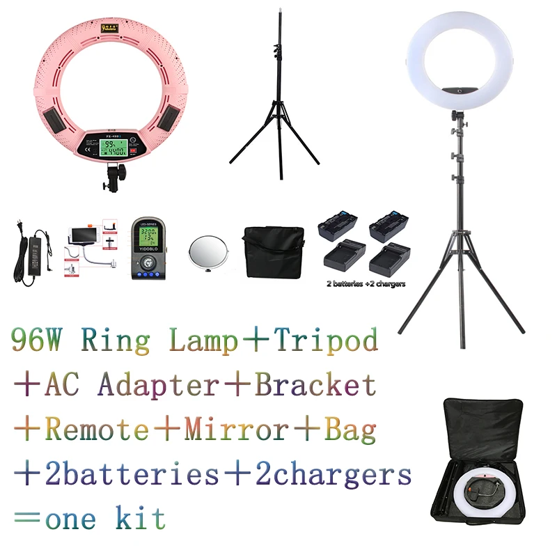 

Yidoblo FE-480II Bio-color Ring Lamp 480 LED Lamp Photography Beauty salon nail Makeup selfie Lighting + stand+bag + battery