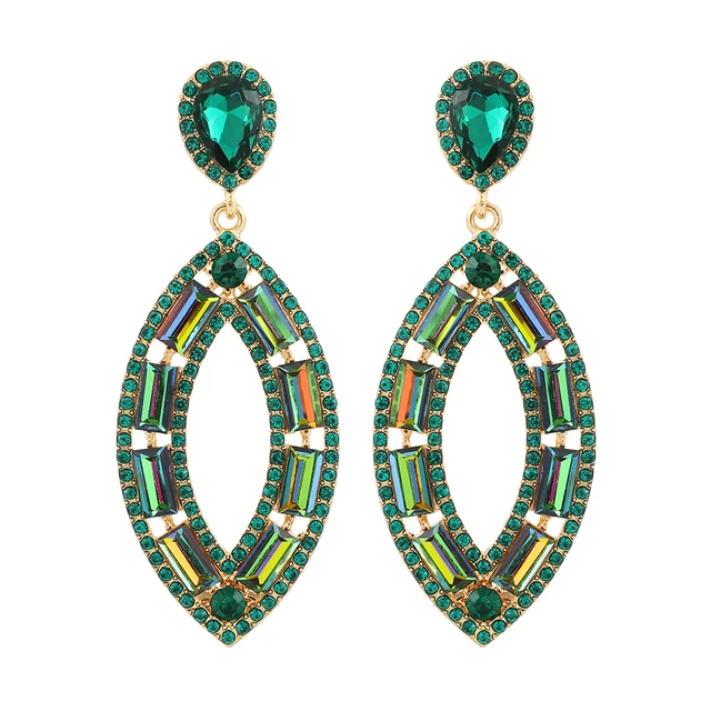 Ztech New Green Series Set Earrings Designer Jewelry Crystal Tassel Za Accessories Handmake Statement Bijoux Pendientes Brincos E1569