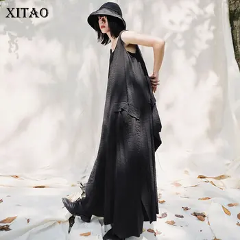 

XITAO Simple Retro Sleeveless Dress Fashion Loose Black Wild Long Dresses Plus Size Women Clothes 2020 Spring Summer New XJ3800