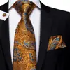 Hi-Tie 100% Silk Luxury Mens Ties Floral Black Gold Ties Paisley NeckTie Pocket Square Cufflinks Set Men's Wedding Party Tie ► Photo 3/6