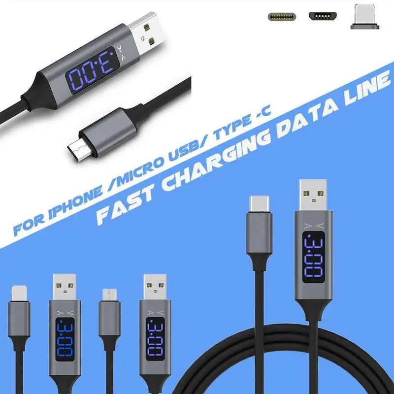 Smart Sync usb type C кабель для быстрой зарядки 3 А дисплей напряжения Xiaomi дата-ток светодиодный шнур для мобильного телефона samsung Android V6U7