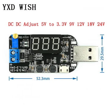 

USB Adjustable DC-DC Step UP / Down Power Supply Module Boost Buck Converter Module 5V to 3.3V 9V 12V 18V 24V Voltage Regulator