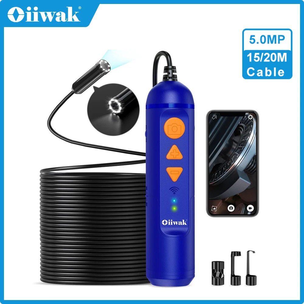 5MP WiFi Endoscope Camera Wireless Borescope 14mm/0.55in Auto Focus Lens 6X Zoom Drain Camera Pipe Sewer Plumbing Snake Camera imx179 auto focus zoom usb endoscope camera module 8mp 15fps 1080p 30fps for military police medical and industrial