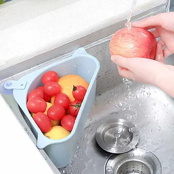 

Triangular Sink Drain Basket Suction Cup Home Hanging Kitchen Pool Vegetable Leaf Peel Trash Box Sponge Rag Storage Basket