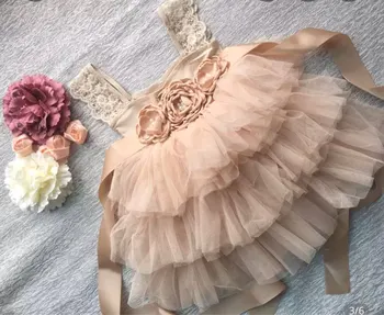 

2020 Summer New Baby Girl Flower Princess Dress Little Girls Clothing Elegant 3 Layers Yarn Kids Cake Dress Fashion Sweet