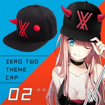 

2019 Anime DARLING in the FRANXX cosplay ZERO TWO CODE:002 Strelizia icon hat Anime accessories Peaked cap Devil horn Casual hat