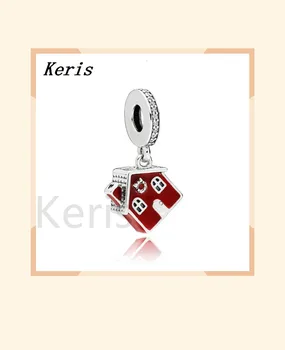 

100% 925 silver sterling new 797517en27 cozy Christmas house hanging free freight jewelry