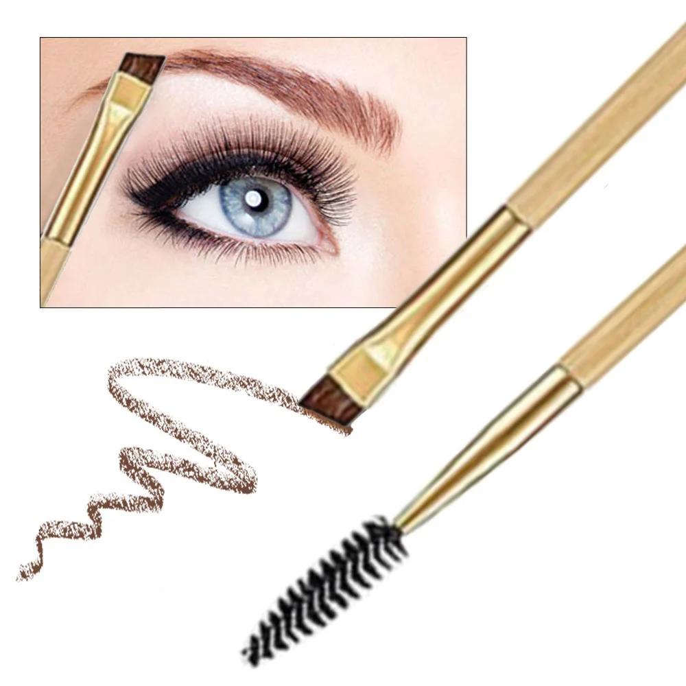 8 Color Professional Eyebrow Brushes Makeup Wood Handle Brush Comb Double Ended Make Up Beauty Tools | Красота и здоровье