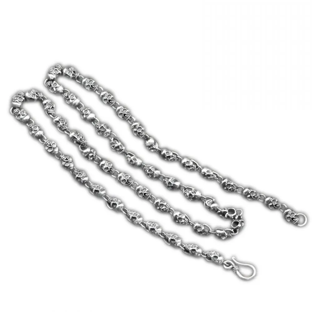 Новинка, настоящее Серебро S925, аксессуары из чистого серебра, модное тайское серебряное ожерелье с черепом для мужчин, мужская Серебряная цепочка, мужское серебряное ожерелье