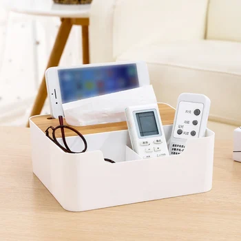 

Creative Multi-purpose Solid Wood Storage Box Organization Towel Napkin Tray Home Rectangle Shaped Tissue Box Container 1pc