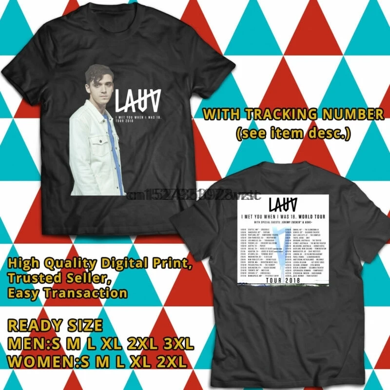 

NEW LAUV I MEET YOU WHEN I WAS 18. TOUR 2019 BLACK TEE T-shirt Size-S To 5XL
