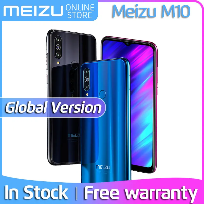 Новое поступление Meizu M10, глобальная версия, 3 ГБ, 32 ГБ, MTK P25, четыре ядра, тройная камера, Android телефон, 4000 мАч, большая батарея