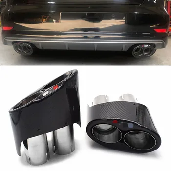 

Carbon Fiber Exhaust Tips for Audi RS3 RS4 RS5 RS6 RS7 RS8 Muffler Pipe Stainless Steel Dual End 4 Outlet Car Styling Tailpipe