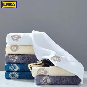 

LREA FASHION solid embroidered noble face towel 100% cotton material Soft and comfortable Protect your skin 34x74cm