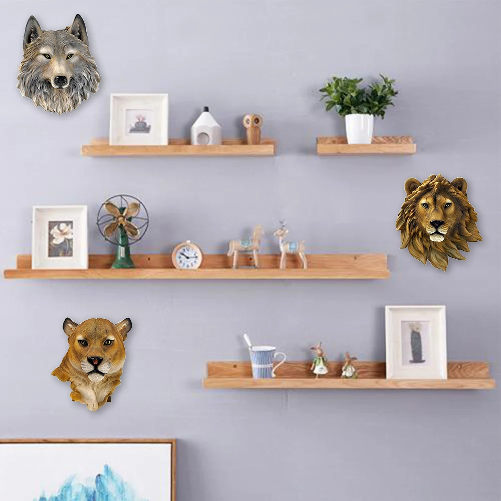 Günstig Montiert Wand Hängen Tier Kopf Geschenk Wohnzimmer Leopard Ornament Dekoration Kunst Synthetische Harz Handwerk Realistische 3D Wolf