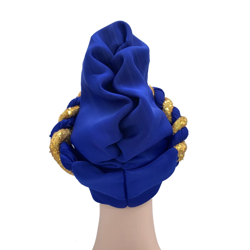 african culture clothing Latest African Auto Geles Headtie Already Made Headties Shinning Sequins Turban Cap for Women Ready Female Head Wraps african traditional clothing