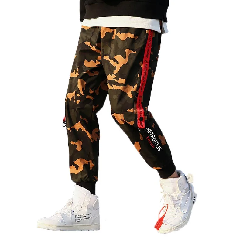 

2019 New Track Pants Multi-pocket Casual Pants Men's Personality Knit Camouflage Harem Beam Foot Overalls Tide Wild