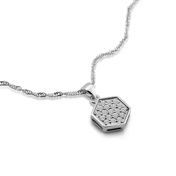 

High quality silver pendant fashion Solid 925 sterling Silver Geometrical Pendant Necklace women/girl silver jewelry