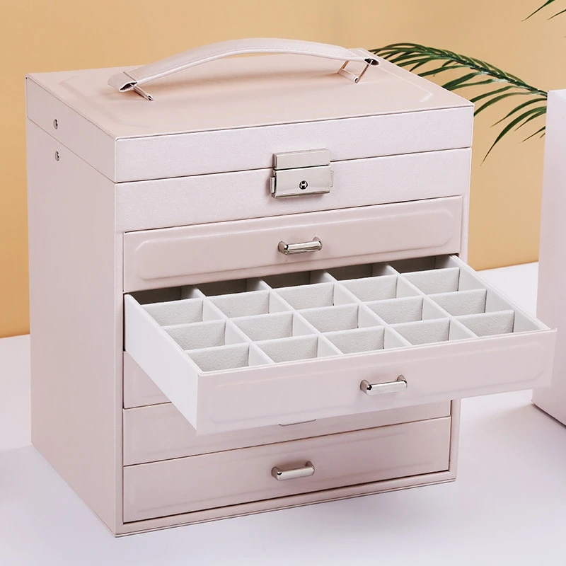  Large Jewelry Box Watch Case Beads Earrings Rings Jewelry Storage Case Leather Trinket Organizer