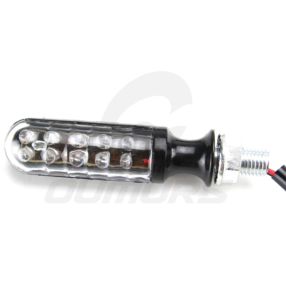OUMURS 2 PCS Motorcycle LED Turn Signal Light 10mm Bolt Indicator Blinker Lamp Amber Universal Fits for 12V Yamaha Harley Motor