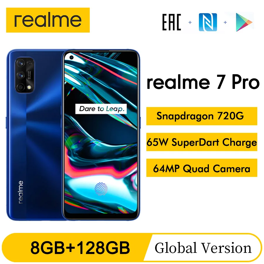 Realme Snapdragon 720g 128GB WCDMA/GSM/LTE NFC Supercharge Octa Core In-Screen fingerprint recognition