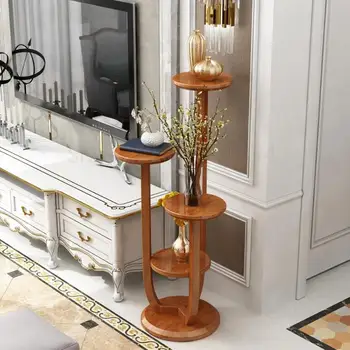 

Solid Wood Flower Shelf Indoor Living Room Floor Chinese-style Wooden Multi-layer Racks Green Chrysanthemum European Flower Pot