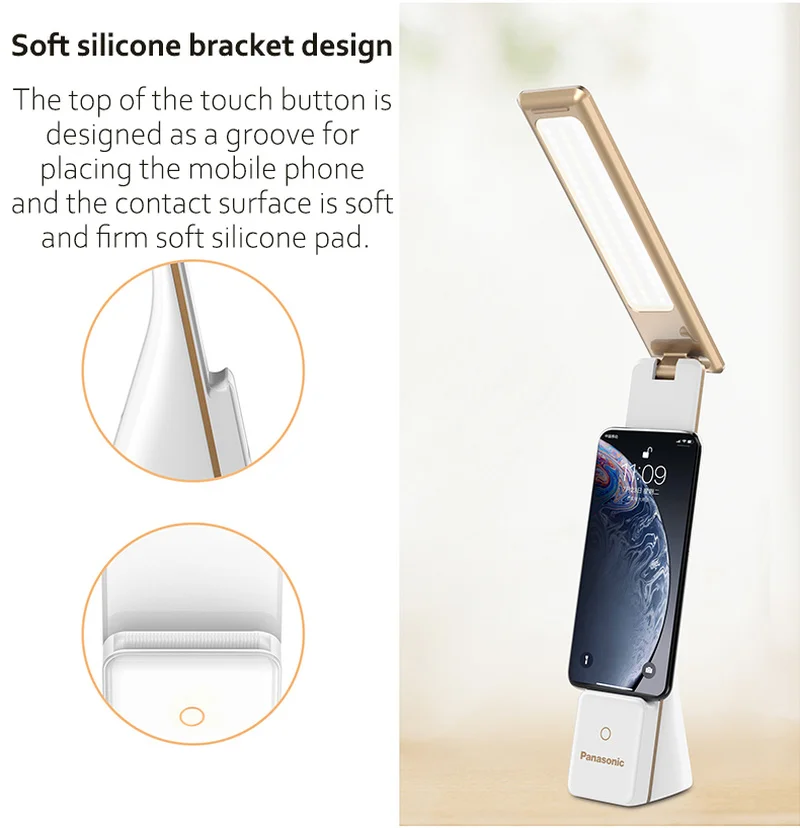Panasonic LED Desk Light Touch Sensor Folding Table Lamp Portable USB Rechargeable Reading Light Ni